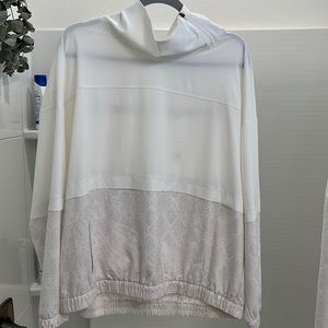 Athleta Run With It Half Zip White/print